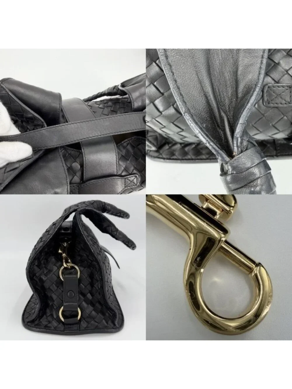 Bottega Veneta Tote Intrecciato Handbag Leather Black - Picture 9 of 12